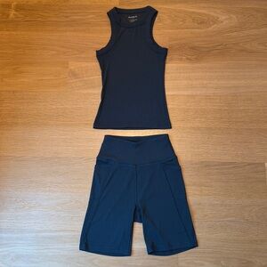 Teal Tank Top and Shorts rubbed Set